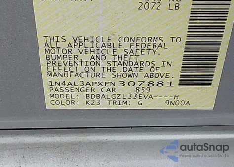 2015 Nissan Altima 2.5/S/Sv/Sl from USA, damaged, VIN 1N4AL3APXFN307881